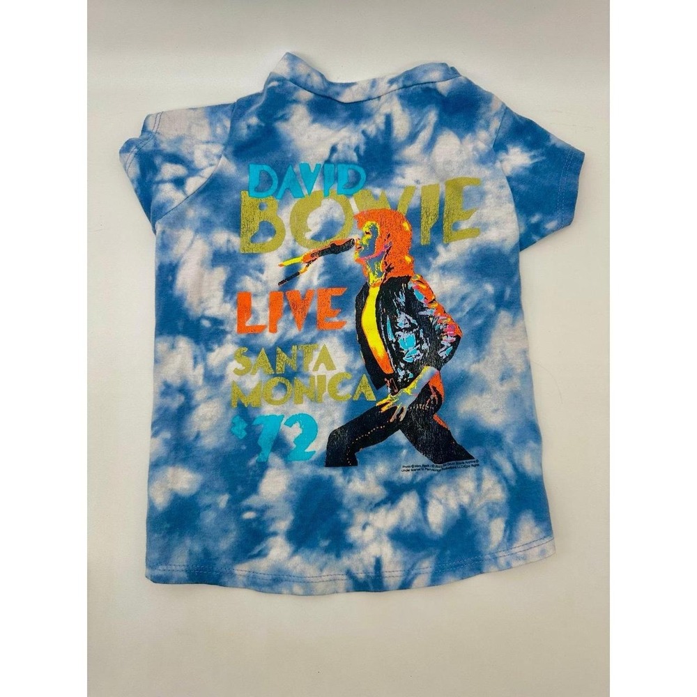 David Bowie Dog Shirt Medium Blue Tie Dye Live Santa Monica '72 Pet Tee